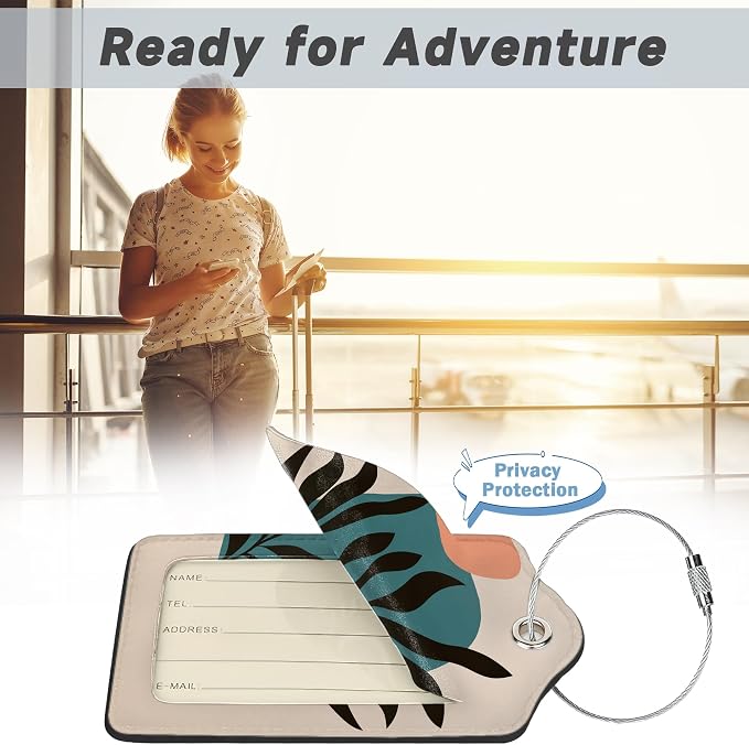 Boho Line Leaves Luggage Tags, 2 Pack Travel Cruise Tags - Image 5