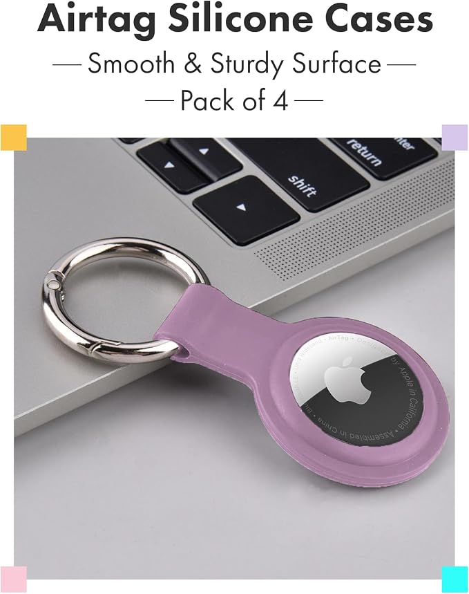Apple AirTag Holders 4 Pack, Dustproof & Washable Cases, Silicon Covers - Image 4