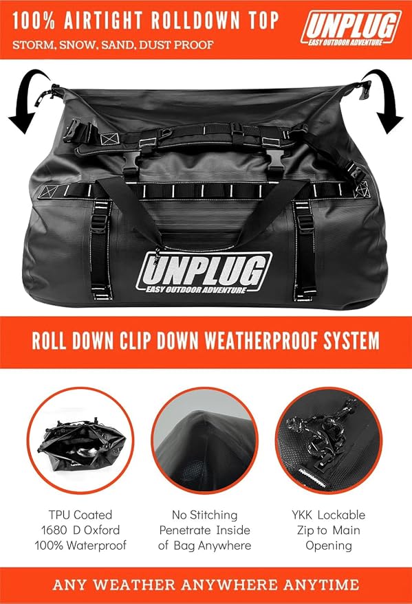 Duffel Bag, Storm Grey, Waterproof, 1680D Heavy Duty, Tactical Duffle Bag - Image 3