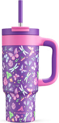 24 oz Insulated Tumbler for Kids: Spill-Proof, 2-in-1 Straw Lid, Cold for 26 Hrs by POWCAN