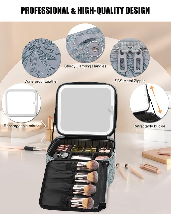 Relavel Travel Makeup Bag With LED Mirror - Image 4