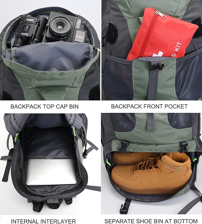 Bseash 50L Hiking Backpack, Water Resistant Lightweight Outdoor Sport Daypack - Image 3
