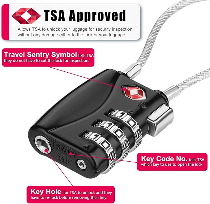 ZHEGE TSA Luggage Locks 4 Pack Travel Padlocks - Image 2