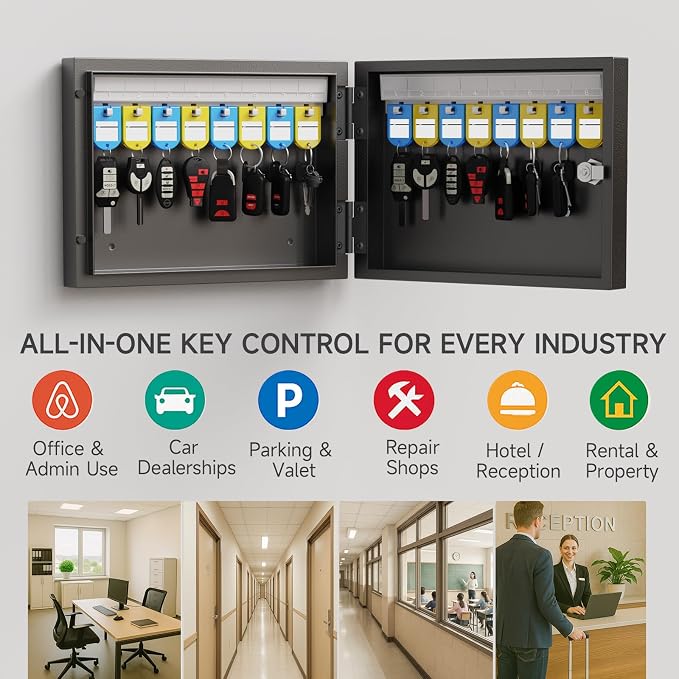 16-Key Cabinet Organizer, Key Lock Box Secured Key Holder - Image 5