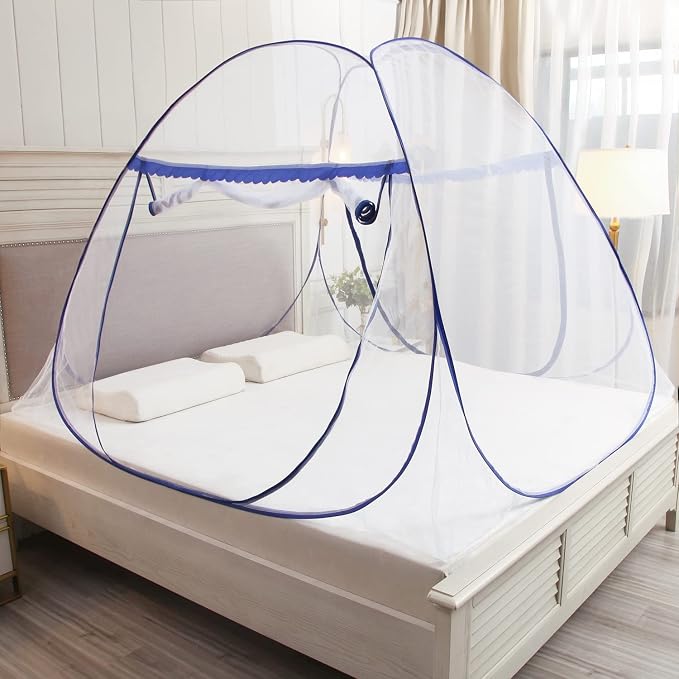 Pop-up Mosquito net Double Bed, L79x W59 x H59 in Double Door Zip Portable Tent - Image 2