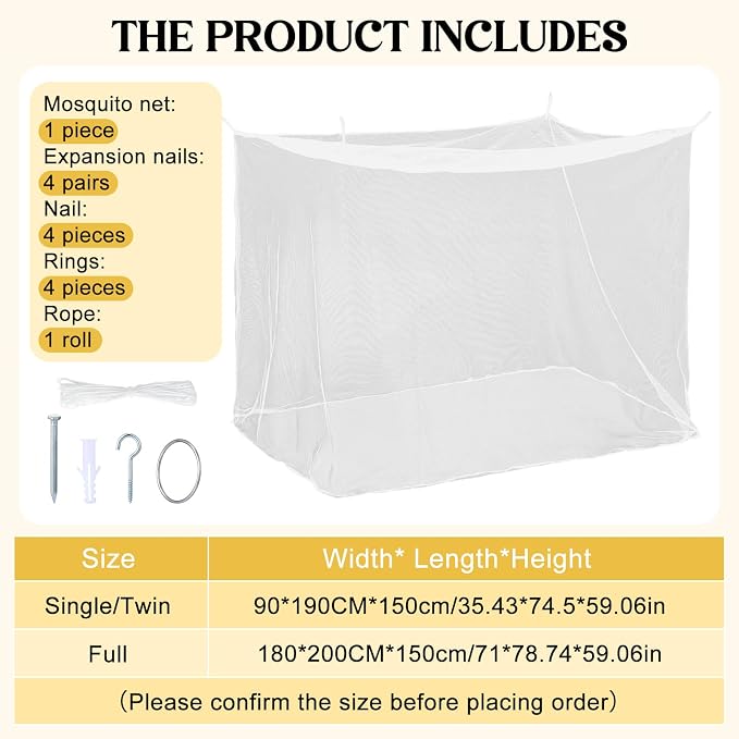 4 Corners Mosquito Net for Mosquiteros para Camas Bed Canopies Netting Bed - Image 3