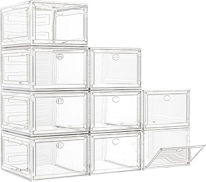 7 code Large Clear Shoe Boxes Organizer【Thicker Material】 Stronger Shoe Box by 7+code