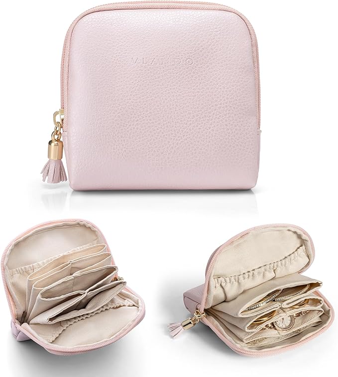 Vlando Small Jewelry Travel Case, Jewelry Pouch Bags by VLANDO
