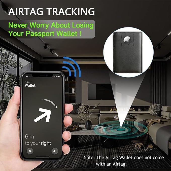 Airtag Passport Holder Cover Wallet Travel Essentials RFID Blocking Leather - Image 6