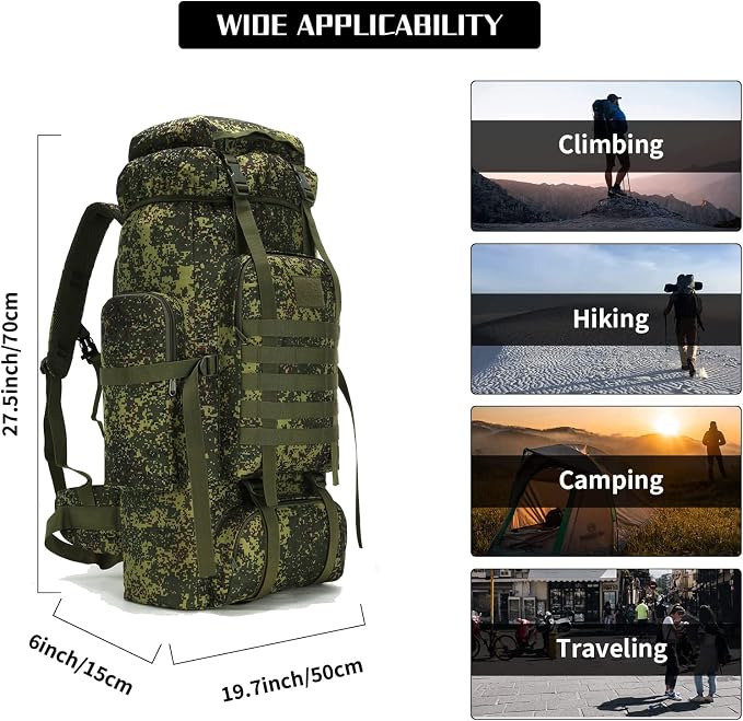 Hiking Backpack for Men 70L/100L Camping Backpack Military Rucksack Molle 3 - Image 4