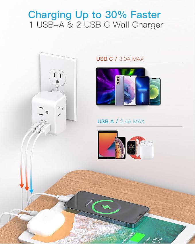 Multi Plug Outlet Extender, Power Strip Non Surge Protector Electric Outlet - Image 3