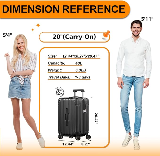 Krute Carry on Luggage 20 Inch Suitcases - Image 2