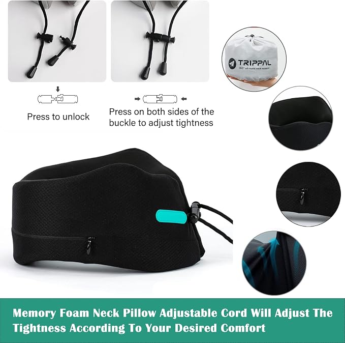 GOLDORANGE Travel Pillows for Sleeping Airplane Neck Chin Head Support Memory - Image 2