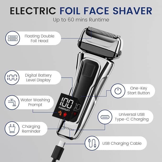 PRITECH Foil Shaver for Men, Electric Razor - Image 6
