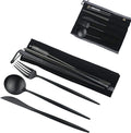 Gugrida Luxury Black Matte Portable 18/10 Stainless Steel Travel Flatware Sets by Unknown