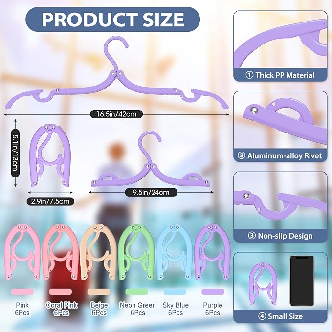 36 Pcs Travel Hangers Portable Foldable Travel Hanger Organizer, Plastic Cruise - Image 2