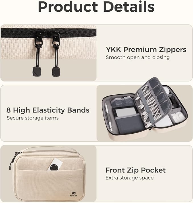 pack all Electronic Organizer Plus, Larger Capcity Cable Organizer Bag - Image 6