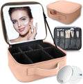 Makeup Bag with Led Mirror, Travel Makeup Organizer with 3 Color Setting & 10X by SUILU
