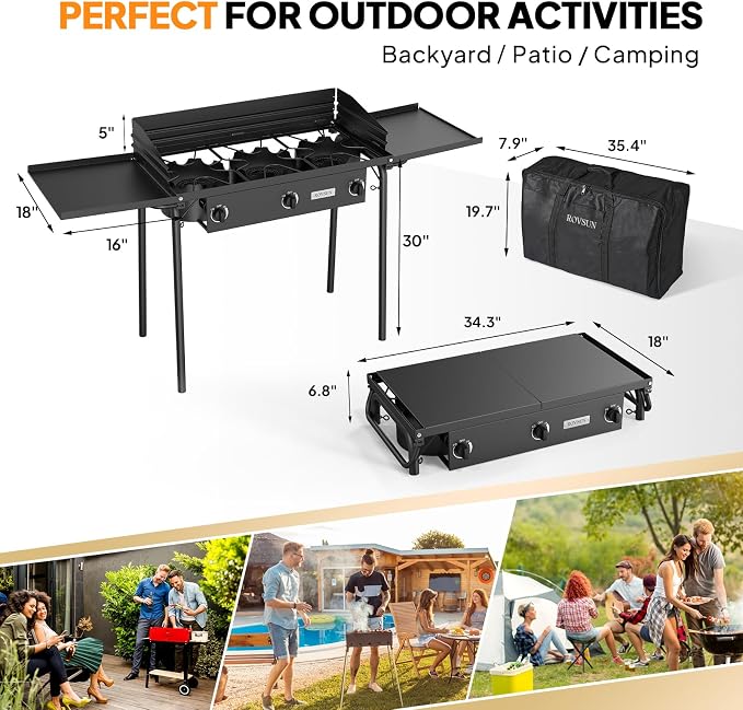 ROVSUN 3 Burner Propane Gas Stove - Image 6