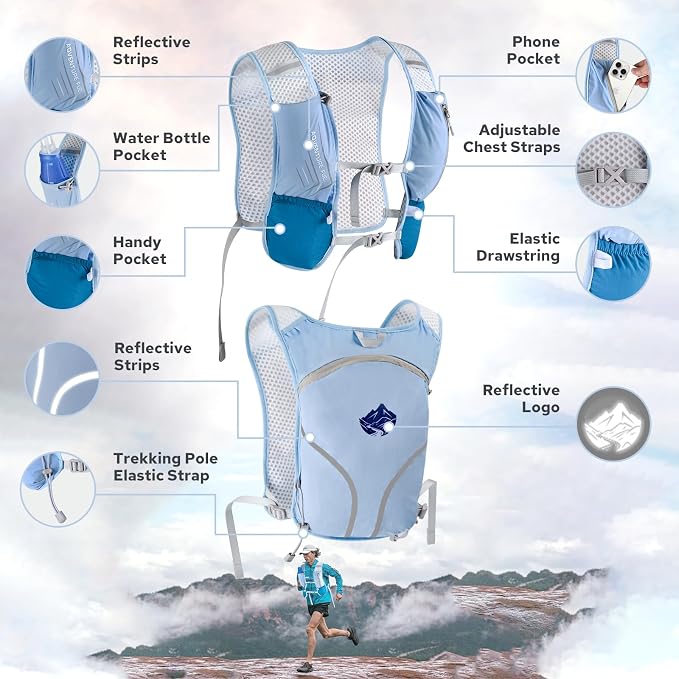 Lightweight Running Vest for Women Men, Adjustable Hydration Backpack - Image 5