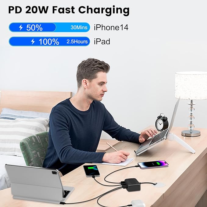 USB C Charger, BURUDU 120W 6 Port USB C Charging Station, Portable PD Fast USB - Image 6