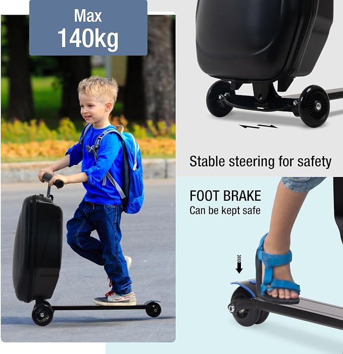 20" Scooter Suitcase for Kids, 2-in-1 Ride On Luggage - Image 3