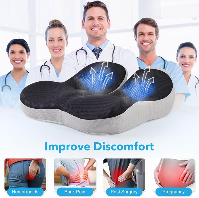 Seat Cushion, Office Chair Memory Cushion, Ergonomic Design, Relieve Sciatica - Image 8