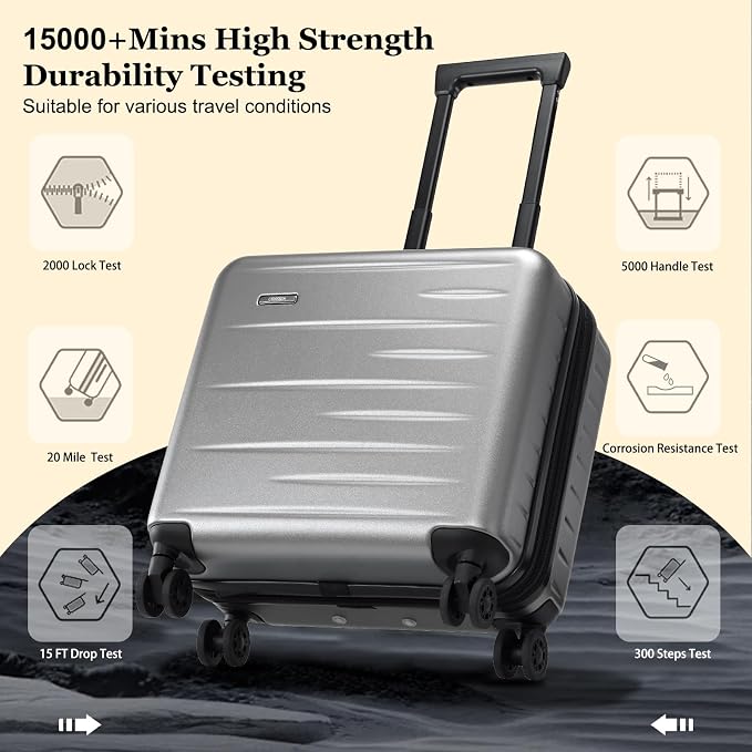 16 Inch Carry On Luggage Airline Approved, Expandable Lightweight ABS+PC Hard - Image 6