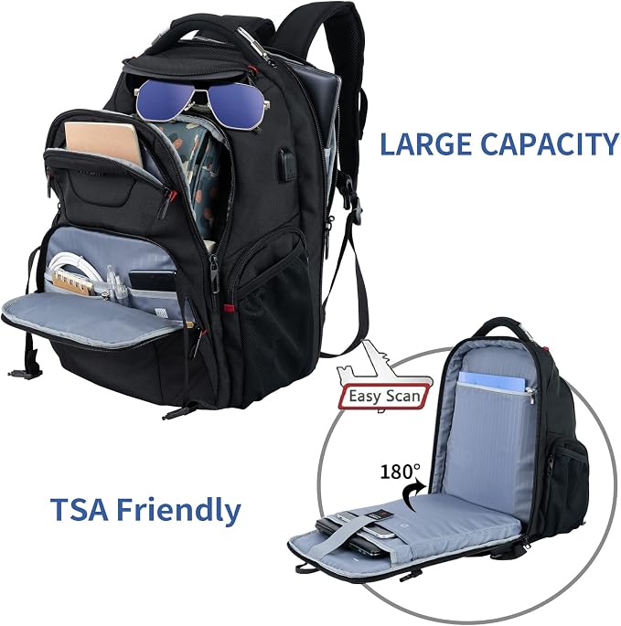 VANKEAN 17.3'' Travel Laptop Backpack TSA Friendly, Water Resistant Anti Theft - Image 3