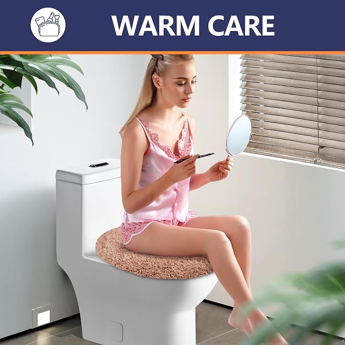 Microfiber Elongated Toilet Seat Cover 19.5"x 15" Machine Washable Solid Toilet - Image 6