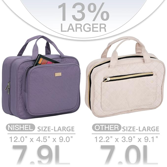 NISHEL Travel Toiletry Bag for Women Large Capacity, Makeup Essentials Organizer - Image 2