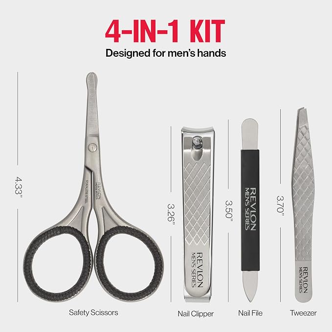 Revlon Men's Grooming Kit, 5-Piece Travel Essentials Set, Includes Nail Clippers - Image 6