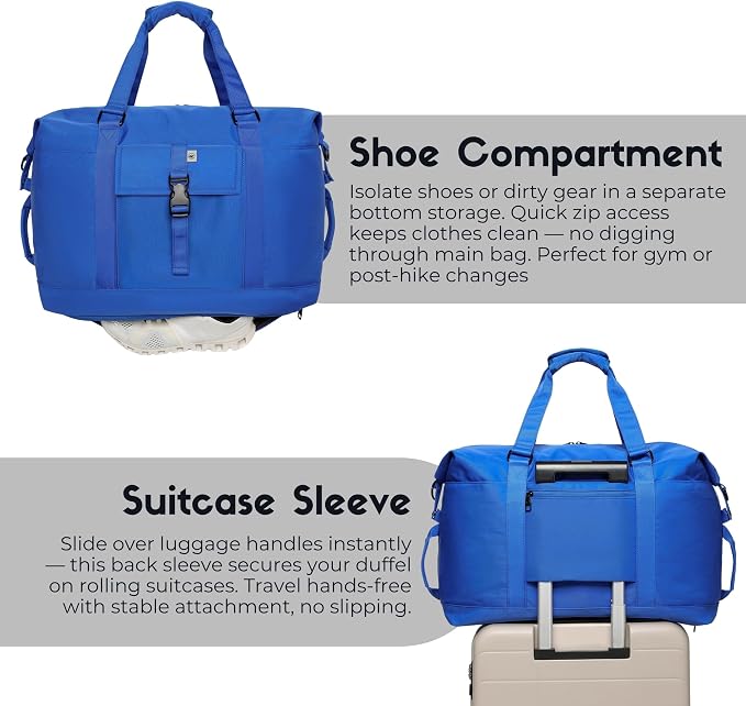 SUNNY BIRD Duffel with Utility Pouch, 40L Weekender Overnight Bag with Shoe - Image 9