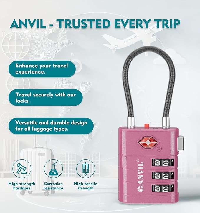 ANVIL TSA Approved Luggage Locks – High Security TSA008 Combination Travel Locks - Image 4