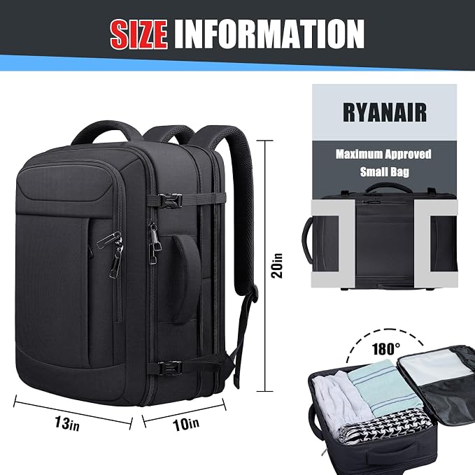 Travel Backpack, Expandable 40-50L Carry On Backpack, Extra Large Anti-Theft - Image 2