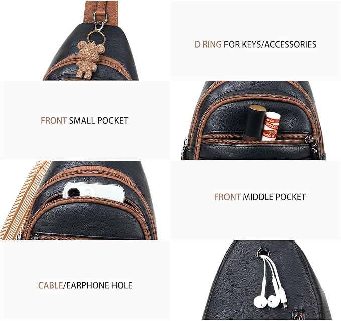 Sling Bag for Women Crossbody Fanny Pack Belt Bag Sling Purse Vegan Leather - Image 6