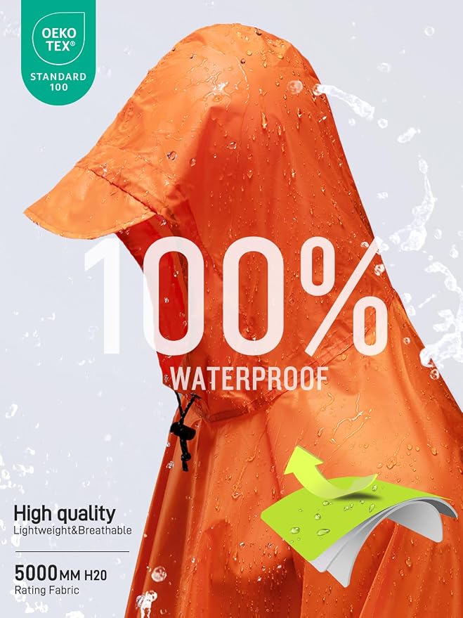 SaphiRose Hooded Rain Poncho Waterproof Raincoat Jacket - Image 3