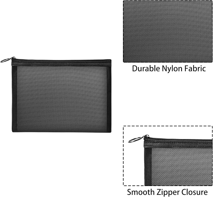 20 Pieces Mesh pouch, Mesh Makeup Bag Portable Makeup Pouch Travel Toiletry Bag - Image 3