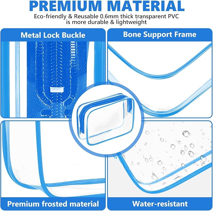 AURUZA 4 Pack Clear Toiletry Bag, Portable Travel Makeup Bags - Image 4