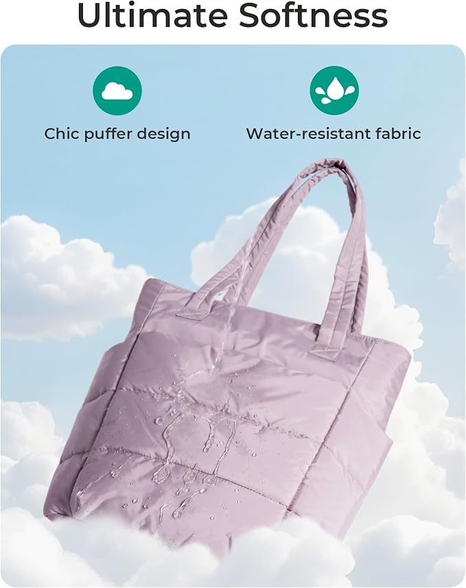 BAGSMART Tote Bag for Women, Lightweight Puffy Tote Bag - Image 3