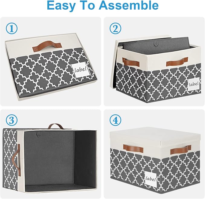 Large Storage Bins with Lids, Foldable Fabric Storage Baskets with Lids - Image 6