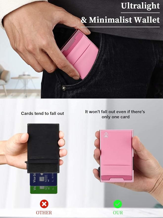 Slim Front Pocket Wallet, Pop Up Card Holder Wallets - Image 3