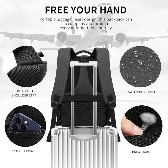 Black Backpacks for Men, Backpack for School, School Backpack for Boys Teens - Image 5