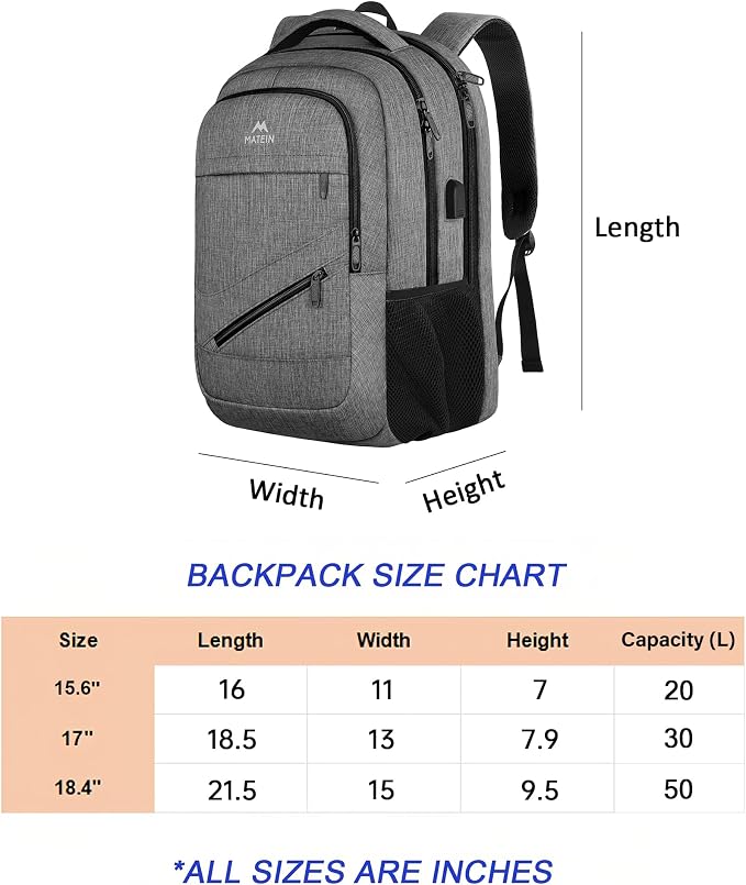 MATEIN 18 Inch Laptop Bookbag, 50 L Extra Large School Laptop Backpack - Image 6