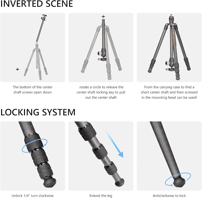 Compact Carbon Fiber Travel Camera Tripod - Image 4
