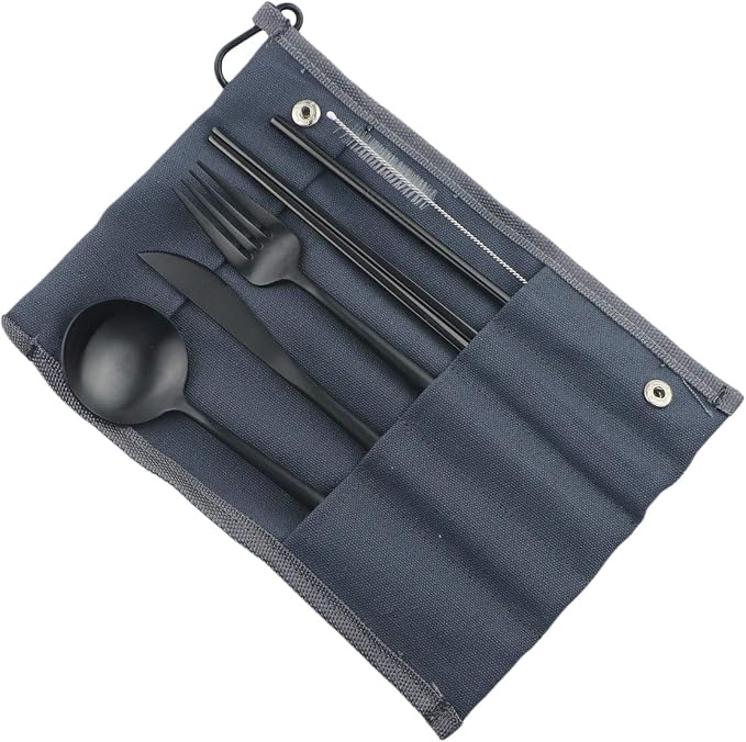 Gugrida Reusable Travel Utensils, 7 Piece Portable 304 Stainless Steel - Image 5