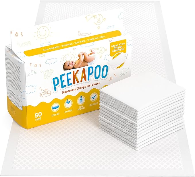 Peekapoo - Disposable Changing Pad Liners Super Soft, Ultra Absorbent & by PEEKAPOO