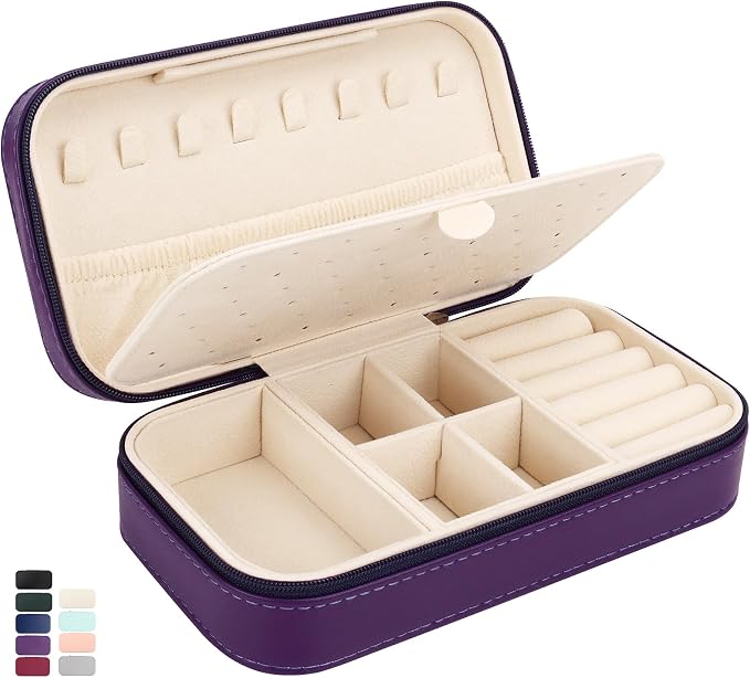 DesignSter Travel Jewelry Box, PU Leather Portable Jewelry Case, Small Jewelry by DesignSter