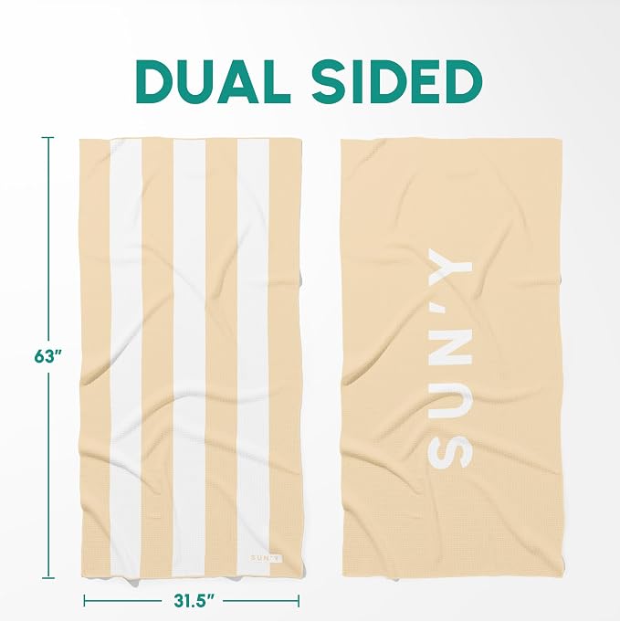 SUN'Y Waffle Microfiber Beach Towel – Sand Free, Quick Dry, Ultra Absorbent - Image 6