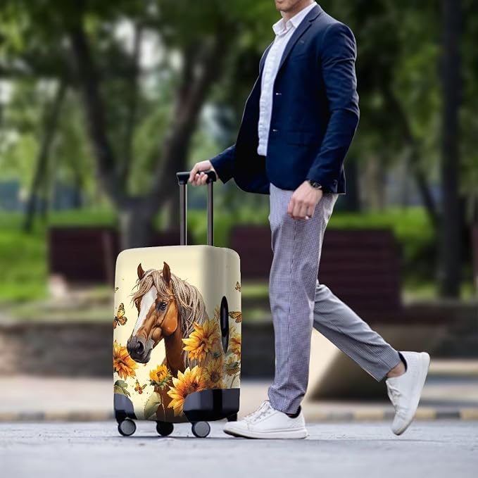 Horse Luggage Cover Universal Zip Suitcase Covers Elastic Spandex Fabric - Image 3